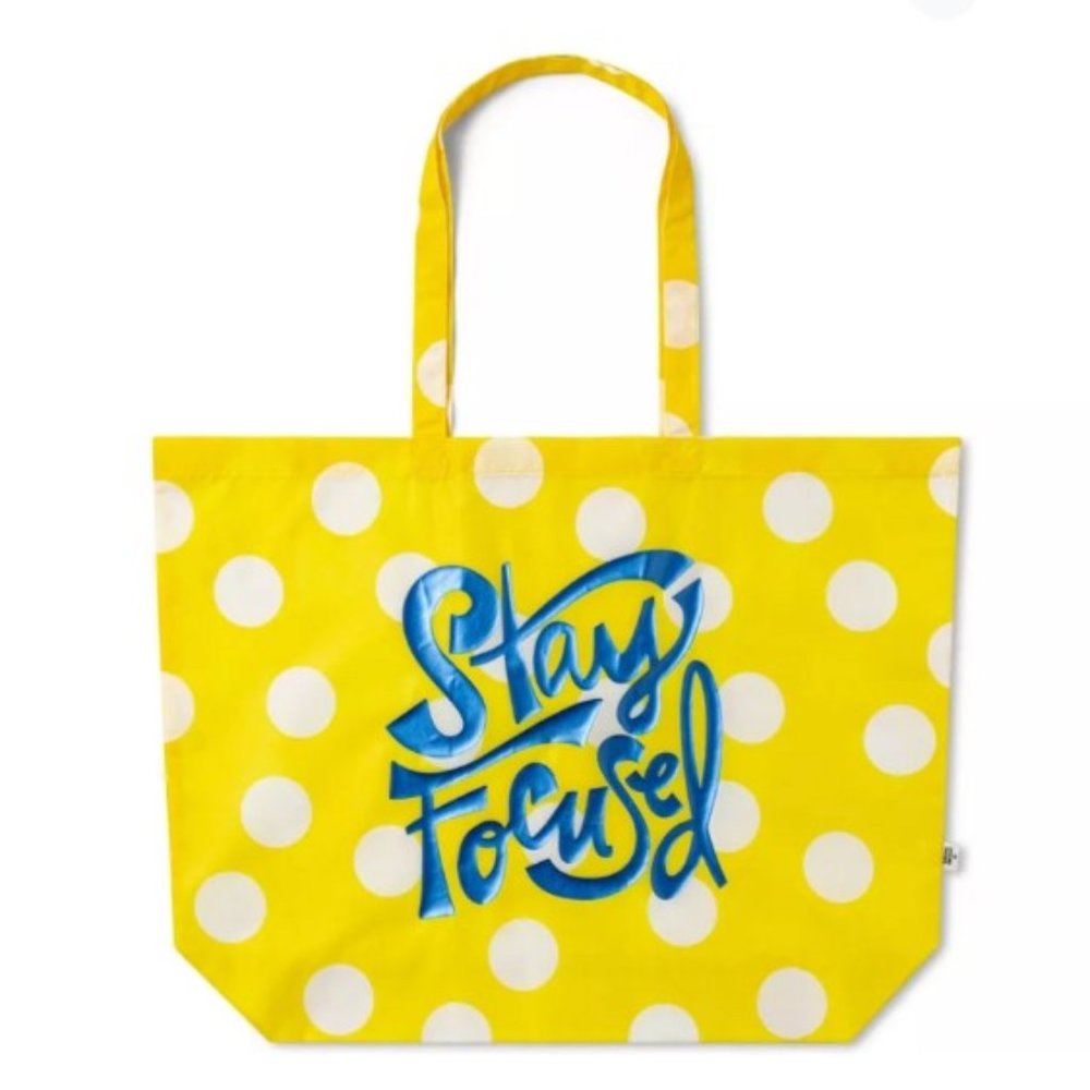 NWT 'Stay Focused' Packable Tote Bag Yellow - Tabitha Brown for Target